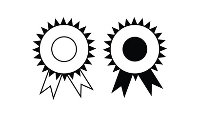 Two rosette awards one empty and one filled with black