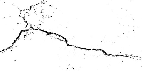 Crack and scratched grunge dust wall urban background texture vector. crack cement wall texture. black textured grainy cracked ground lines isolated on white. distressed overlay grainy texture.