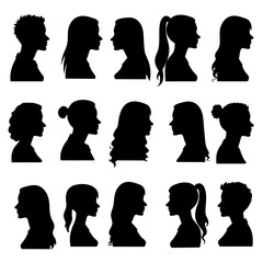 Women and man silhouette set in white background