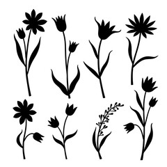Flower silhouette set in white background	