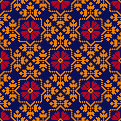 Traditional 
Cross-Stitch Embroidery - Detailed Vector
Illustration for Textile Print Design