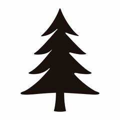 Silhouette of stylized evergreen tree with layers of branches on white background