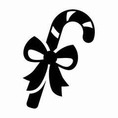 Festive Candy Cane with Ribbon Icon for Holiday Celebrations and Designs
