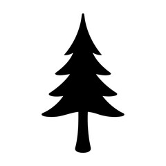 Obraz premium Stylized Single Evergreen Tree Silhouette Image Isolated on a White Background