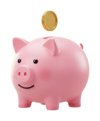 Obraz premium Saving strategies piggy bank with coin home setting digital financial tips bright and cheerful environment perspective isolated PNG