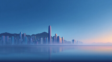 Obraz premium Background of modern hong kong city skyline and negative space