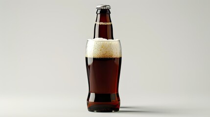 Realistic mockup of amber beer in pint glass and bottle for branding and marketing purposes