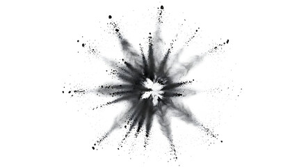 Black powder explosion isolated on transparent background