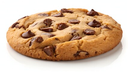 Freshly Baked Chocolate Chip Cookie on White Background