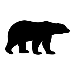 Black Bear Silhouette Walking with a Sturdy Posture against a White Background