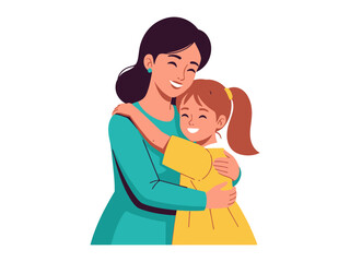 Embrace of Motherly Love: a graphic representation of a mother and daughter, enfolded in a warm hug that embodies the essence of maternal affection.
