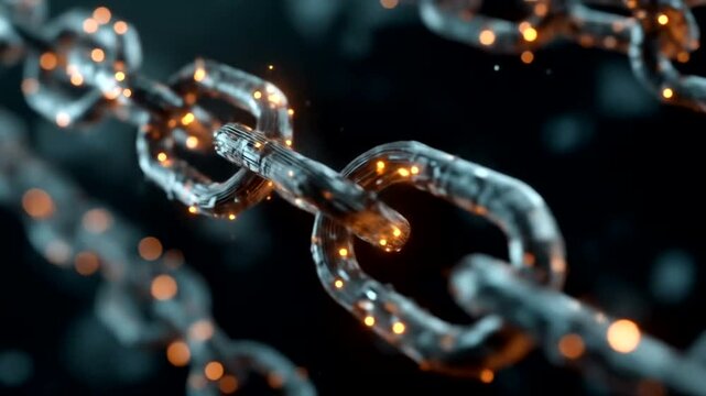 Abstract design of a chain with fiery sparks, highlighting the interconnectivity of links.