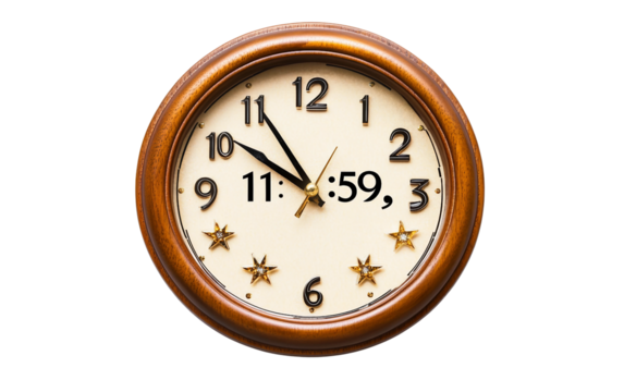 Festive countdown clock captured in detail for New Years Eve party and holiday celebration ambiance isolated on transparent background PNG