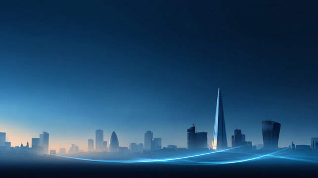 background of london skyline and tech lines