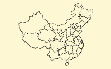 Editable Blank China Map With Cream Background