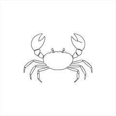 Detailed Line Art Depiction of a Crab with Large Claws and Multiple Legs