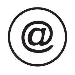 Simple black at symbol inside a white circle icon for email and internet communication concepts
