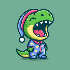 Cute Dinosaur Sleeping Cartoon Vector Art, Illustration and Graphic