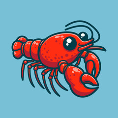 Cute Lobster Cartoon Vector Art, Illustration and Graphic