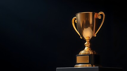 Glistening gold trophy under spotlight, symbolizing achievement and excellence.