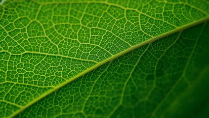 Fototapeta premium Leaf Vein Detail A Macro Photograph Revealing Natures Intricate Design.