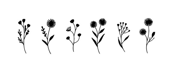 Whimsical Mini Flowers. A lively group of varied small flower icons with playful shapes and organic balance, ideal for fun and casual designs.