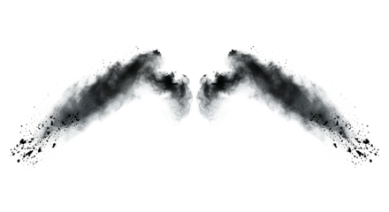 Black powder smoke isolated on transparent background