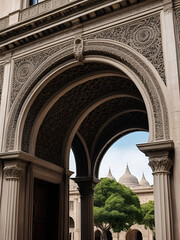 Intricate architectural details of a beautifully sculpted archway in a historical building with elegant designs and patterns.