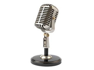 Vintage Microphone on Black Background Professional Audio Equipment for Singers Broadcasters Podcasters and Musicians Isolated Studio Shot