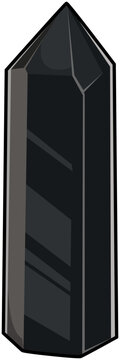 Schwarzer Obsidian Heilstein als Illustration mit polierter Spitze und glatter Oberfl&auml;che
