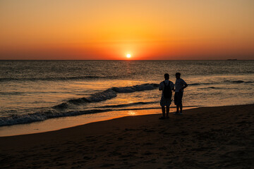 Scenic sunset at La Barrosa Beach in Sancti Petri, Cadiz, Andalusia, Spain