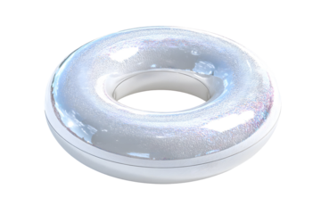 Shimmering White Inflatable Ring Isolated on transparent background Studio Shot