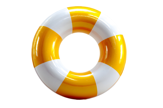 Striking Yellow and White Lifebuoy on transparent background Offering Hope and Safety