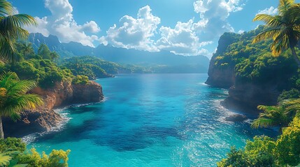 Tropical bay scene
