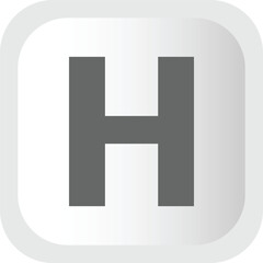 Gray letter h emblem with rounded square background symbolizing healthcare and hospital services vector