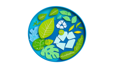 Earth Day logo badge in green and blue featuring eco-friendly design and sustainable lifestyle theme isolated on transparent background PNG