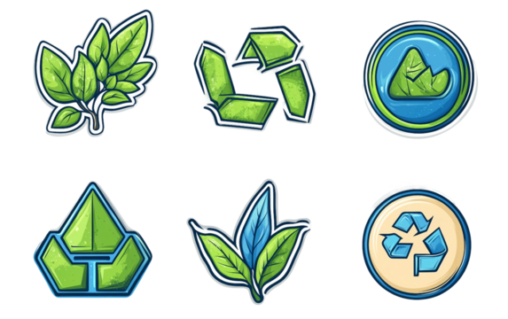 Modern Earth Day emblem with nature-inspired colors promoting environmental awareness and conservation isolated on transparent background PNG - Powered by Adobe