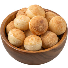 Brazilian Cheese Bread Po de Queijo in a Wooden Bowl Delicious Gluten Free Snack or Appetizer