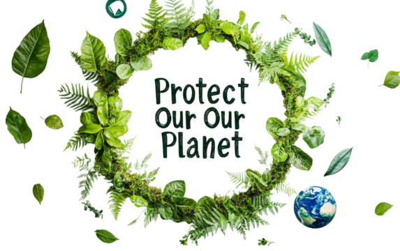 Creative Earth Day poster design featuring impactful slogans promoting sustainability and green living isolated on transparent background PNG - Powered by Adobe
