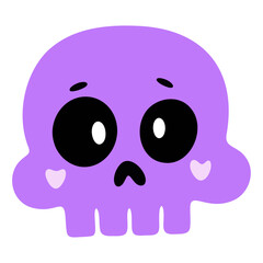 funny cartoon skull,vector illustration of halloween violet cute skull and crossbones,happy halloween design elements