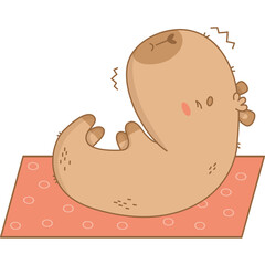 Cute capybara fitness yoga. Funny kawaii animal sportsman