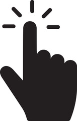 Obraz premium Black Silhouette of a Finger Tapping a Curved Line with Rays icon symbol