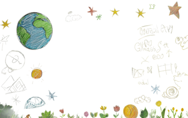 Earth Day themed chalkboard with doodles and eco-friendly sketches promoting environmental awareness isolated on transparent background PNG