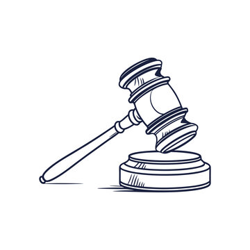 sketch gavel on stand, law concept clip art preview