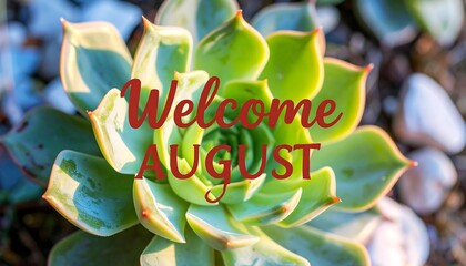 Welcoming August with Green Succulent Close Up