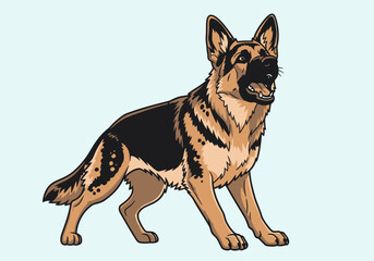 A German Shepherd dog illustration in a standing pose.