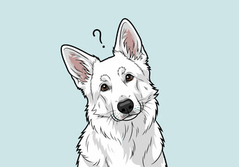 A curious white German Shepherd puppy looking inquisitively.