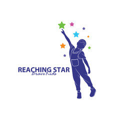 Reaching Stars Logo Design Template. Kids Dream Star Logo Vector. Emblem, Colorful, Creative Symbol, Icon