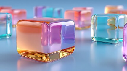 Colorful Glass Blocks with Rounded Shapes