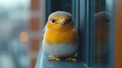 Cute bird on windowsill